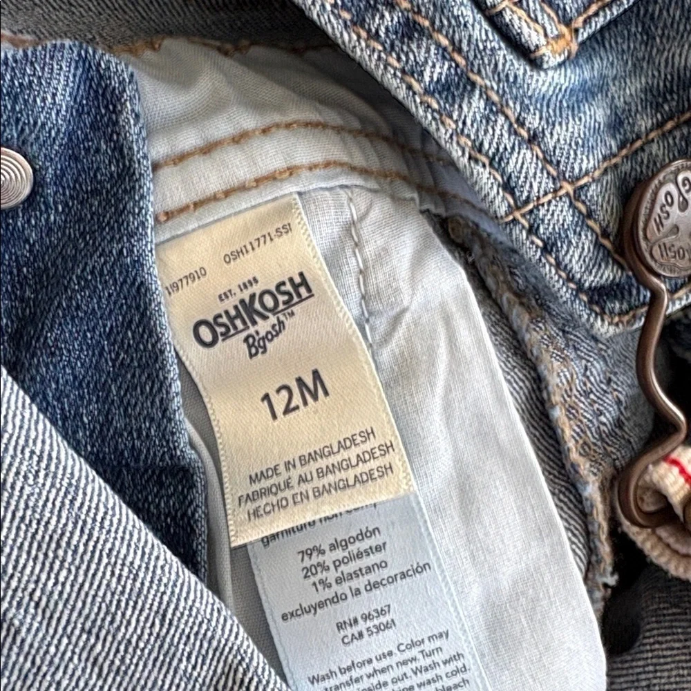 Oshkosh baby boy denim overalls 12m